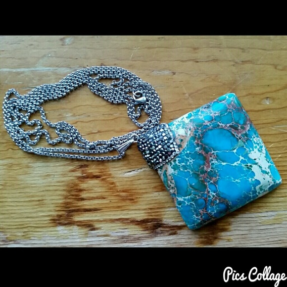 Stainless Steel Sea Sediment Jasper Necklace - Picture 3 of 8